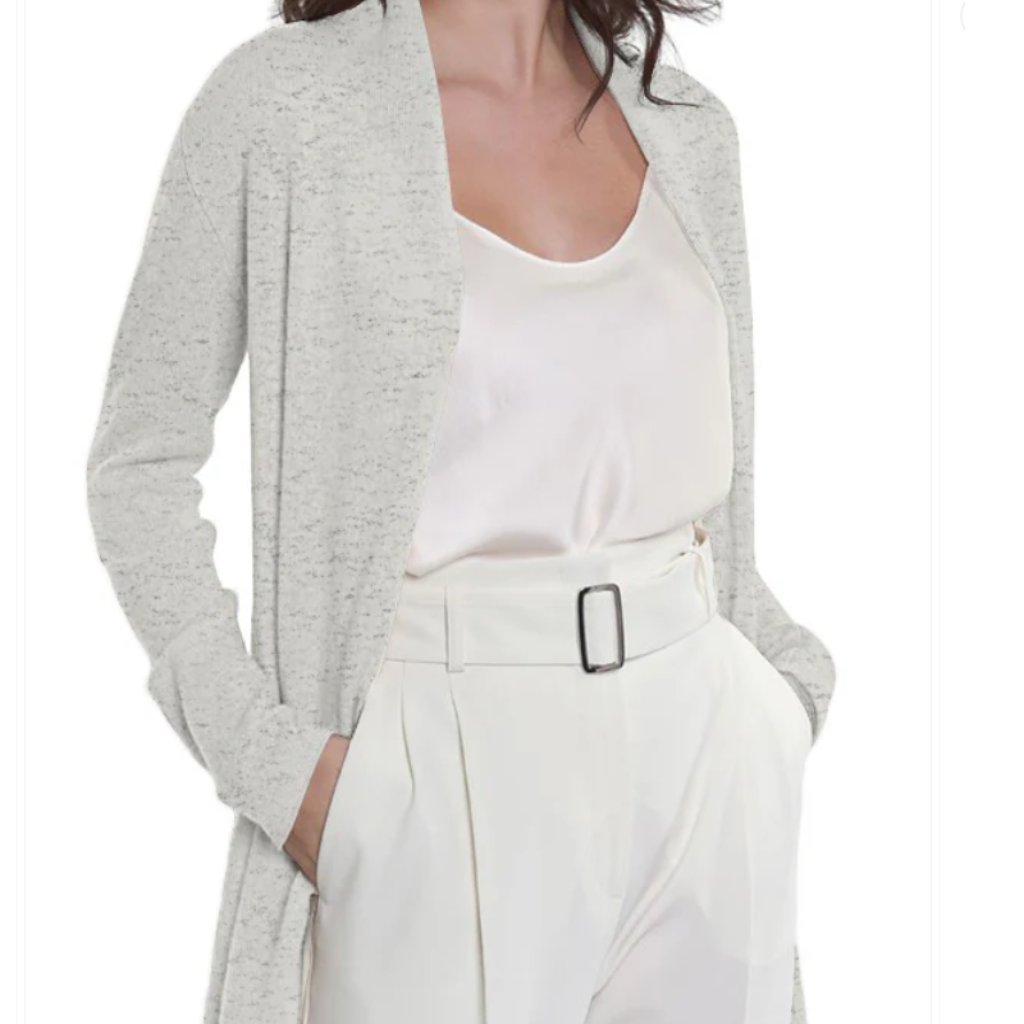 In Cashmere Silver Heather Gray 100% Cashmere Open Cardigan Size L